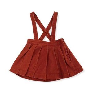 Janie & Jack Suspender Pleated Skirt - Rust Orange | Girls 6 to 12 Months